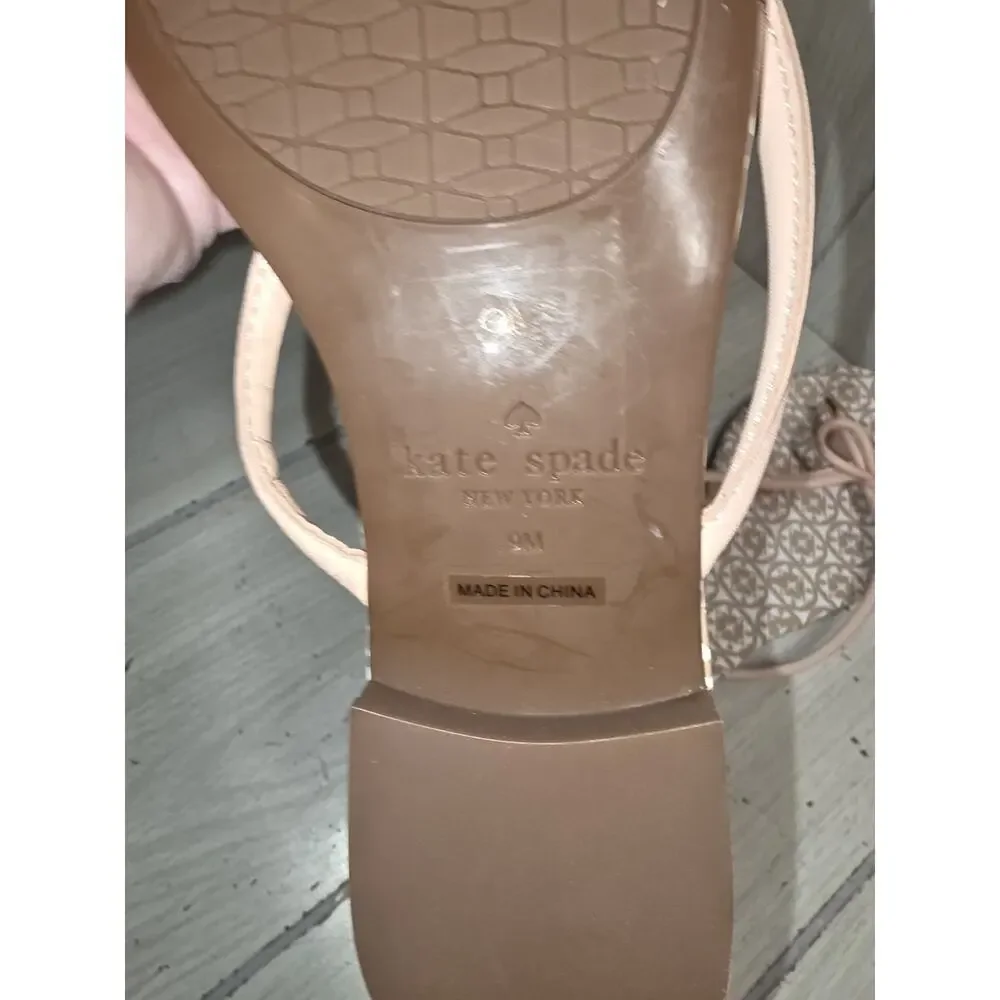 Kate Spade Mistic Leather Thong Sandals US 9M Pink Flip Flops New Summer Beachy